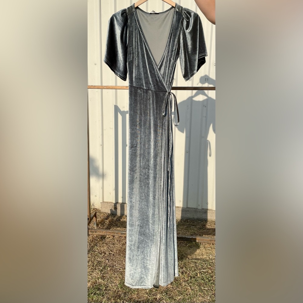 Baltic Born Meghan Velvet Wrap Maxi Dress in Sage